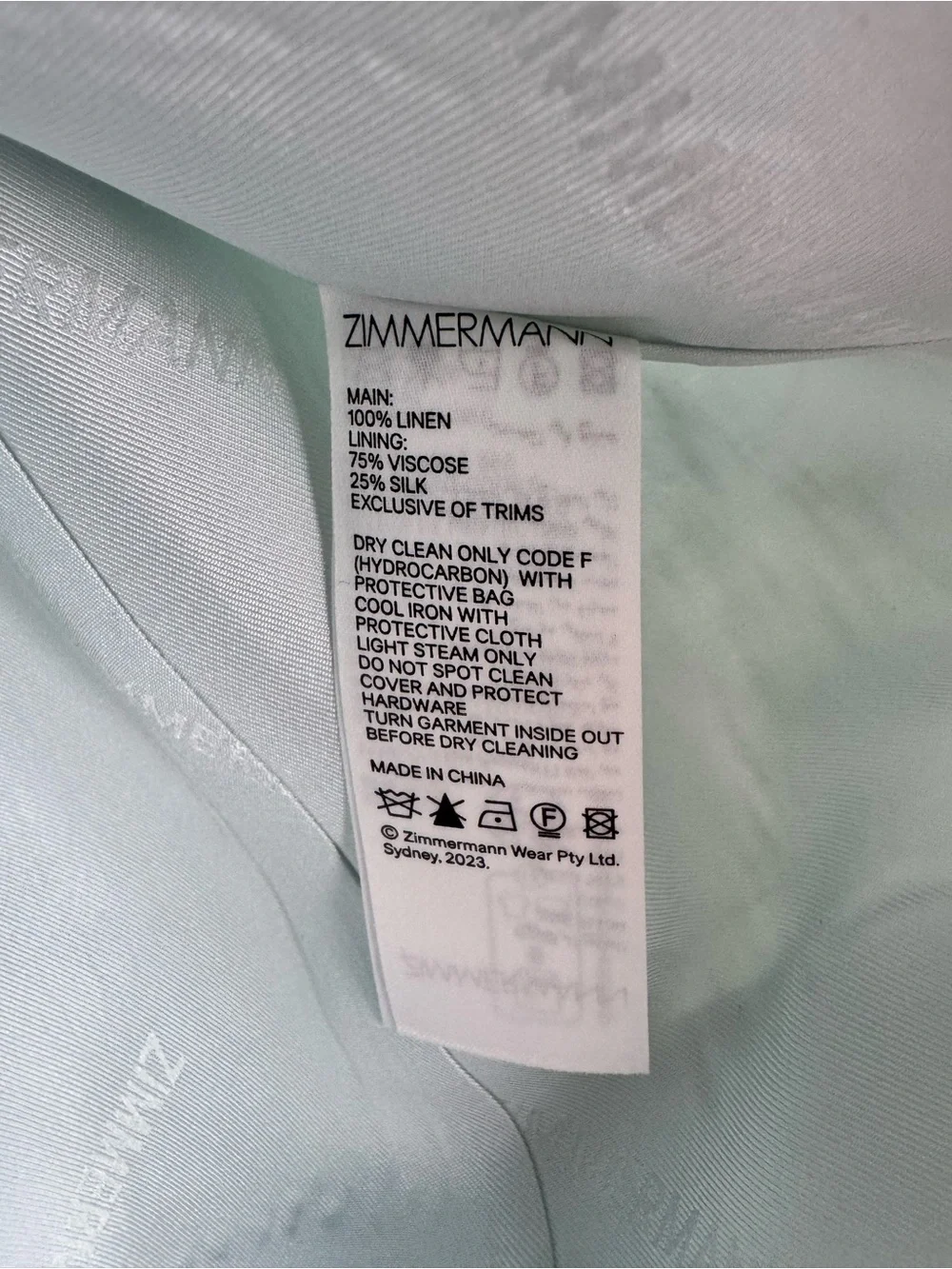 Zimmermann Natura Linen Jacket Blazer Mint Blue Size 1